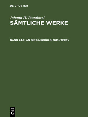 cover image of An die Unschuld, 1815 (Text)
